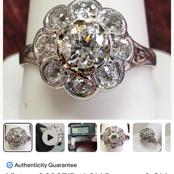 ALL NATURAL DIAMONDS! Vintage Diamond Ring PLUS Diamond Accent Band. - Picture 3 of 10